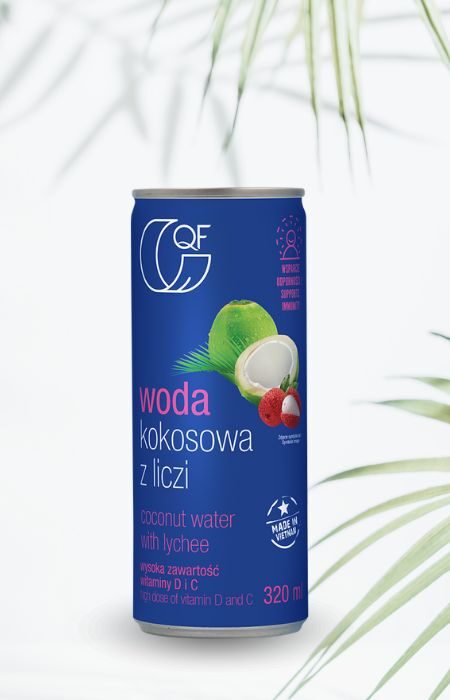 Woda kokosowa z liczi i witaminą D 320ml QF Quality Food