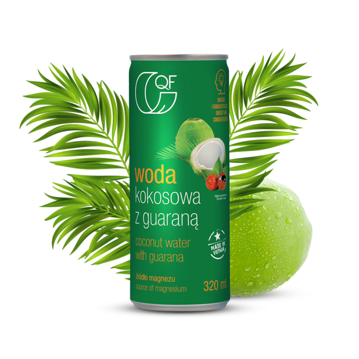 Woda kokosowa z guaraną i magnezem 320ml QF Quality Food