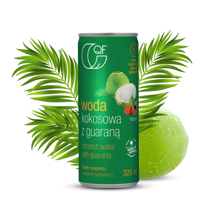 Woda kokosowa z guaraną i magnezem 320ml QF Quality Food