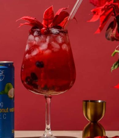 Świąteczny mocktail z wodą kokosową i żurawiną QF